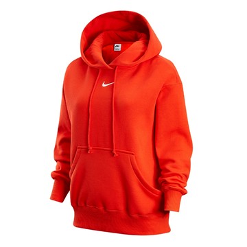 【NIKE】AS W NSW 女款 橘紅色 休閒 寬鬆 刷毛 帽T 長袖 DQ5861-633