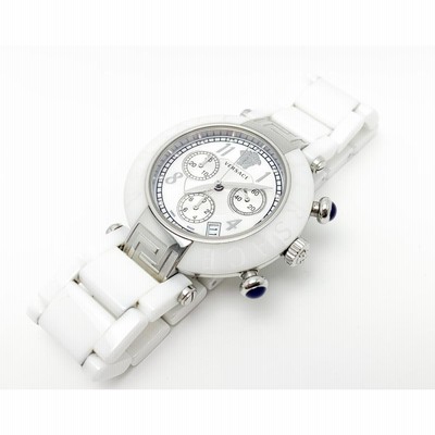 専用❗VERSACE　ヴェルサーチ　セラミック　ホワイト　稼働品　腕時計 VERSACE ヴェルサーチ 95C クロノグラム 白 セラミック メンズ