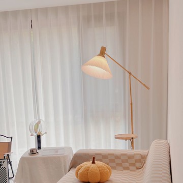 百褶現代置物架落地燈多功能沙發客廳臥室茶幾一體中式網紅Y182Y