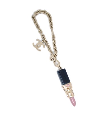 CHANEL Pre-Owned - 2008 Lipstick keyring - women - Gold Plated/Acrylic - One Size - Silver