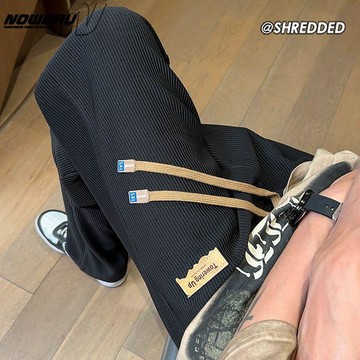 臺灣出貨 男生夏季新款冰絲褲 條紋冰絲褲子 男薄款直筒褲 寬鬆百搭休閒長褲 男生顯瘦休閒長褲 夏天休閒長褲男 男生冰絲褲