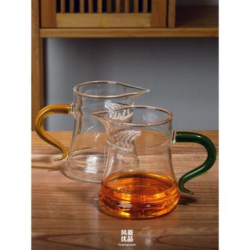 耐熱玻璃泡茶杯公杯 茶漏一體綠茶杯帶過濾分茶器月牙公道杯茶具