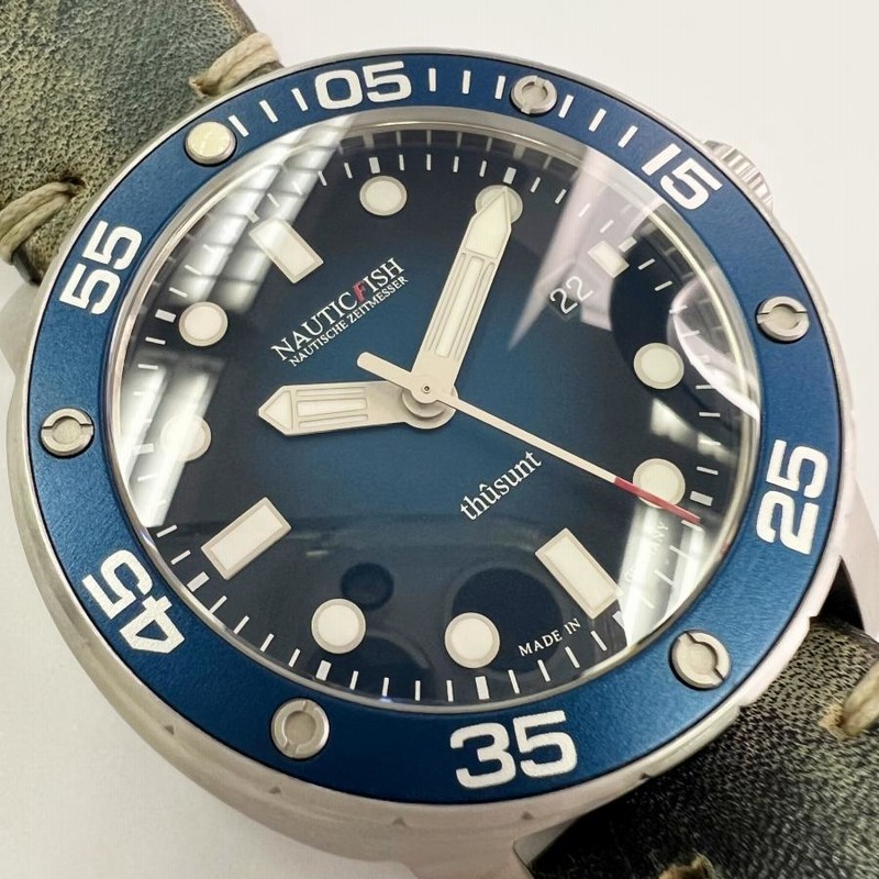 NF-THUSUNT-BL シャウボーグ ノウティックフィッシュ  腕時計 ステンレススチール/ラバー 自動巻き/オートマ ブルー文字盤 メンズ【中古】【真子質店】【GD】【YSMa】 NF-THUSUNT-BL シャウボーグ ノウティックフィッシュ 腕時計