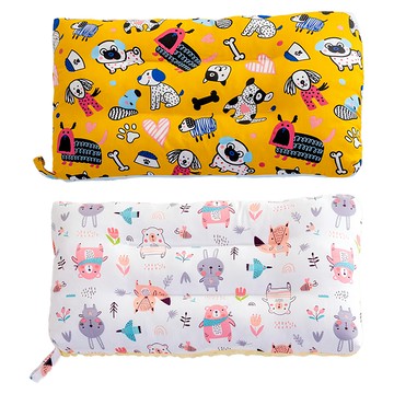 Annette 100%純棉可水洗兒童枕頭2件組 幸運狗狗 + 好朋友 米色  43x28cm±2cm