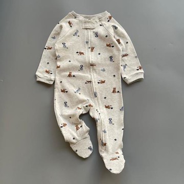 外貿連襪嬰兒服連體衣雙向拉鏈款ins新生寶寶包腳哈衣睡衣帶腳襪