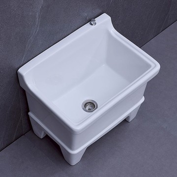 優樂悅~陶瓷拖把池陽臺墩布池大號方形長拖把洗寬拖布盆臺控自動下水器