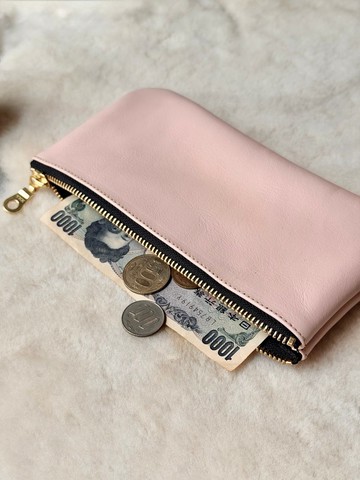 大容量鈔票包 淡粉 I 鉛筆袋 收納包 出國外幣收納