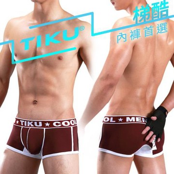TIKU 梯酷 - 純棉超彈性 運動款型男平口 男內褲 -棗紅色(MC1241)