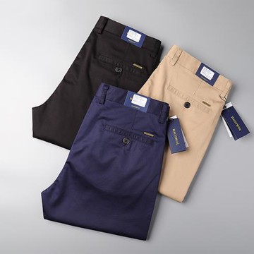外貿尾單直筒商務西褲男夏季薄款純棉寬松彈力中年高腰休閑褲長褲