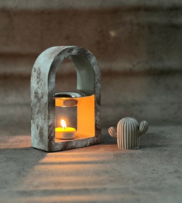 仿舊/精油燭台/水泥/交換禮物/母親節/擴香石/燭台/那黑暗裡的光