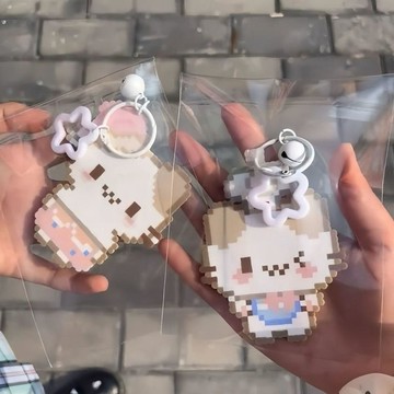 ✨桃園出貨✨小貓像素卡通鑰匙扣精緻萌物可愛學生亞克力掛飾包包閨蜜掛件禮物