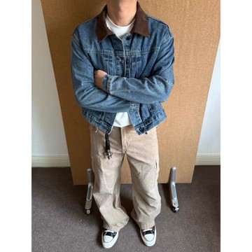 美式復古巴恩風短款牛仔夾克男女潮牌cleanfit痞帥高級感翻領外套