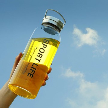 韓國超大容量便攜玻璃水杯男士戶外運動泡茶杯2000ML車載旅行水壺