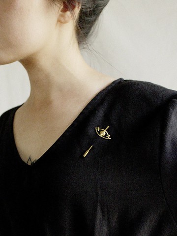 UP SHINE DOWN brooch 光的眼睛 黃銅胸針