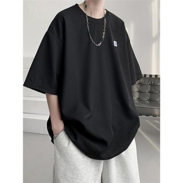 高個子加長版t恤男款胖子特大碼短袖夏季潮牌重磅華夫格半袖體恤