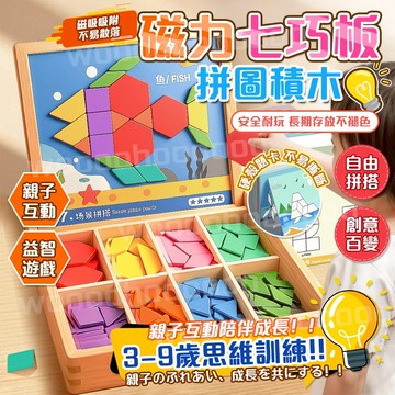 💥隔日達&拼圖積木💥智力玩具 七巧板 磁力七巧板 兒童拼圖  磁力拼圖 磁吸拼圖 積木玩具 磁力片 小磁力片 木製拼圖