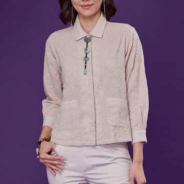古典美 刺繡前開上衣【58039】棉麻/亞麻/中國風/漢服/茶禪服