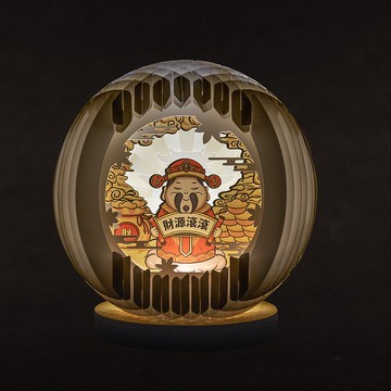 光影紙雕夜燈-財神爺大型夜燈款