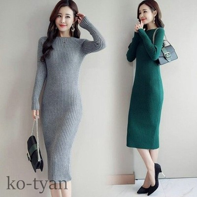 ニットワンピース レディース ワンピース タイト タイトワンピ 長袖 無地 ニット 膝丈 通勤 オフィス チュニック カットソー 秋 冬 通販 Lineポイント最大get Lineショッピング