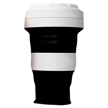 大口直飲鉑金矽膠摺疊杯 550ml  1個  黑色