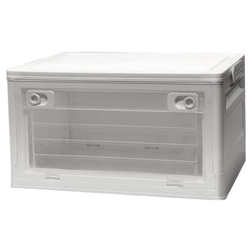 雙開門 可疊加帶輪收納箱  中(46 x 31.5 x 24.5cm)  1個  白色