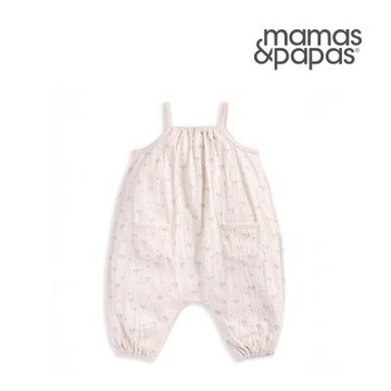 Mamas&Papas 杏霧小藍花-細肩帶連身寬褲