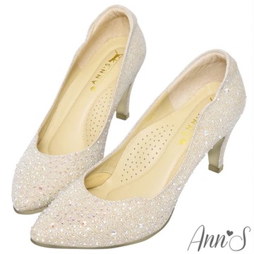 Ann’S浪漫波浪-頂級手工燙鑽絕美婚鞋-金(版型偏小)