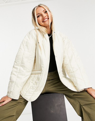 JJXX quilted high neck jacket in white