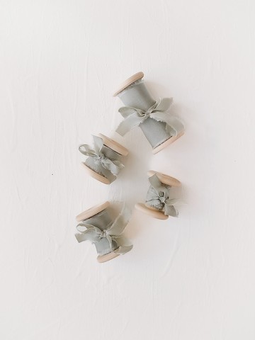 灰綠/手染原絲帶