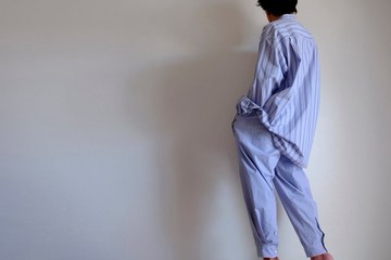 襯衫袖褲 / THOMAS MASON 棉質【藍色系交替條紋】/ shirt sleeve pants