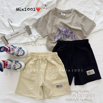 🌈✨mix1001質感皮革標籤口袋短褲✨兒童彈性車線造型短褲5-17