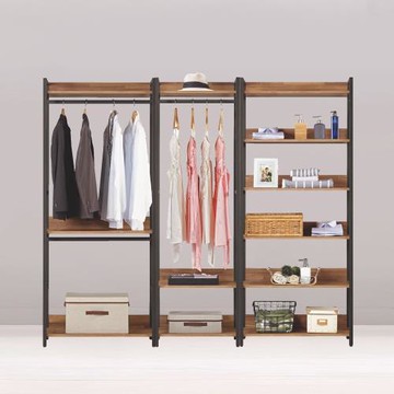 Boden-諾德7.3尺開放式組合衣櫃(雙吊+單桿+多層收納)