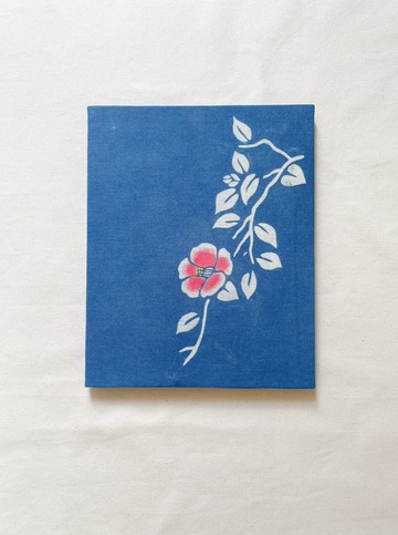 日本製 JAPANBLUE 山茶花 Camellia aizome art 藍染織品藝術 型摺染