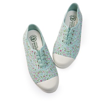 【22.2cm】Natural World 西班牙休閒鞋 碎花4孔綁帶基本款-薄荷綠