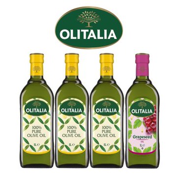 Olitalia奧利塔 純橄欖油1000mlx3瓶+葡萄籽油1000mlx1瓶-禮盒組
