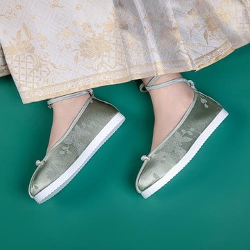 舞繡緣2025新款漢服鞋女繡花鞋配漢服古裝復古平底國風圓頭漢服鞋