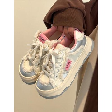 潮牌原創小眾厚底加絨小白鞋女2025新款學生百搭chic鞋子休閑板鞋