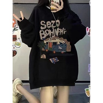 【XL-8XL大尺碼】👩帽T 大學T 長袖大學t 可愛帽t  可愛帽t 慵懶風美式甜妹印花oversize寬鬆ins潮