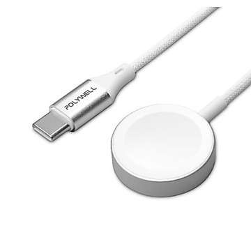 POLYWELL Type-C磁吸編織充電線 充電座 1米 適用Apple Watch 蘋果手錶 寶利威爾