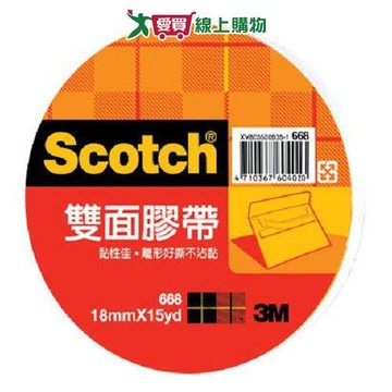 3MScotch雙面棉紙膠帶18mm【愛買】