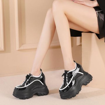 2025年春季12cm內增高老爹鞋運動休閑女鞋厚底松糕跟防水臺單鞋子