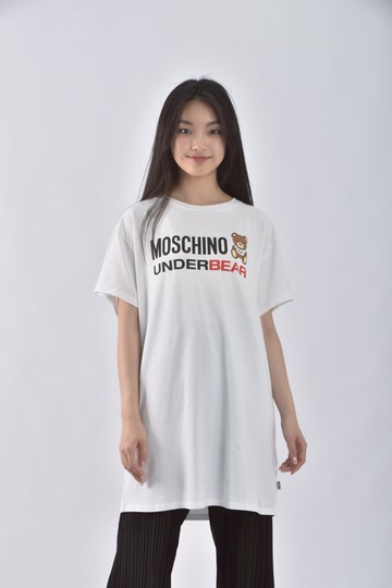 (M) moschino質感棉質純棉白色短袖上衣