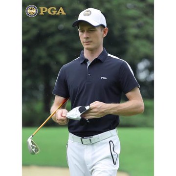 美國PGA 夏季高爾夫服裝男士短袖T恤 彈力男裝上衣透氣polo衫