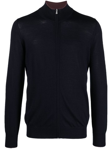 Barba - zip-up knitted virgin-wool cardigan - men - Virgin Wool - 56 - Blue