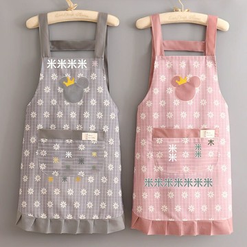 【透氣小清新】廚房圍裙 公主圍裙 韓版圍裙 工作圍裙 家用圍裙 帆布透氣 時尚印花 防油防水 做飯烘焙 女款