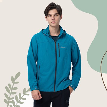 【Wildland 荒野】印花透氣抗UV輕薄外套 男 0B11908-170 希臘藍