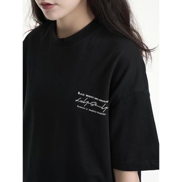 陸與山嶼2025年春季新款原創前后字母短袖T恤春秋百搭疊穿打底衫