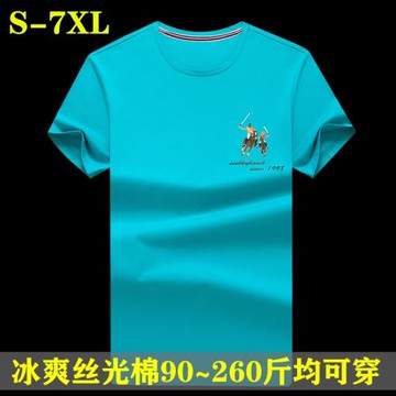 潮夏季青年純棉休閑圓領大碼短袖