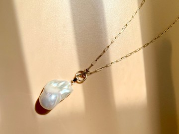 天然淡水巴洛克14KGF可替換吊墜項鍊 獨立原創 新年情人節禮物