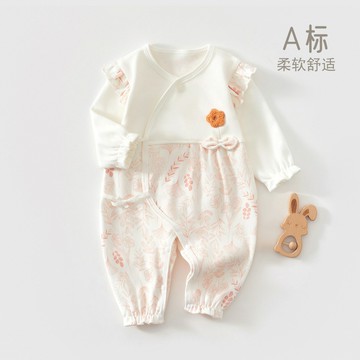 新生嬰兒衣服春秋季舒絨棉a類寶寶連體衣蝴蝶衣小月齡外出爬服鑫弘-萌寶童裝可開發票